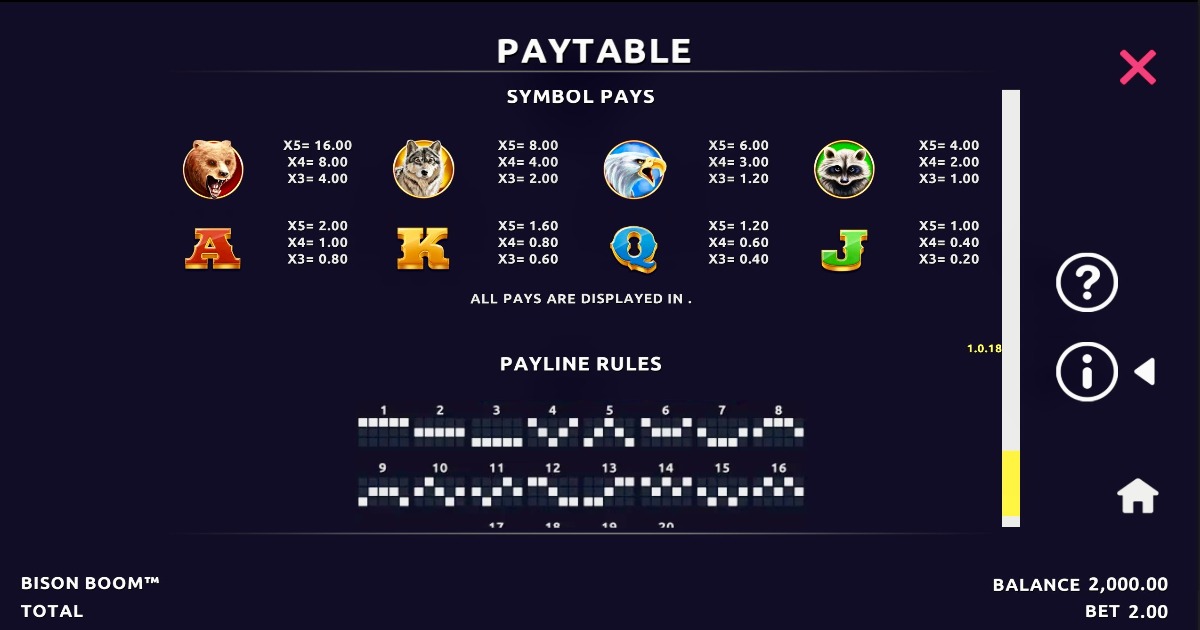 bison boom slot symbols