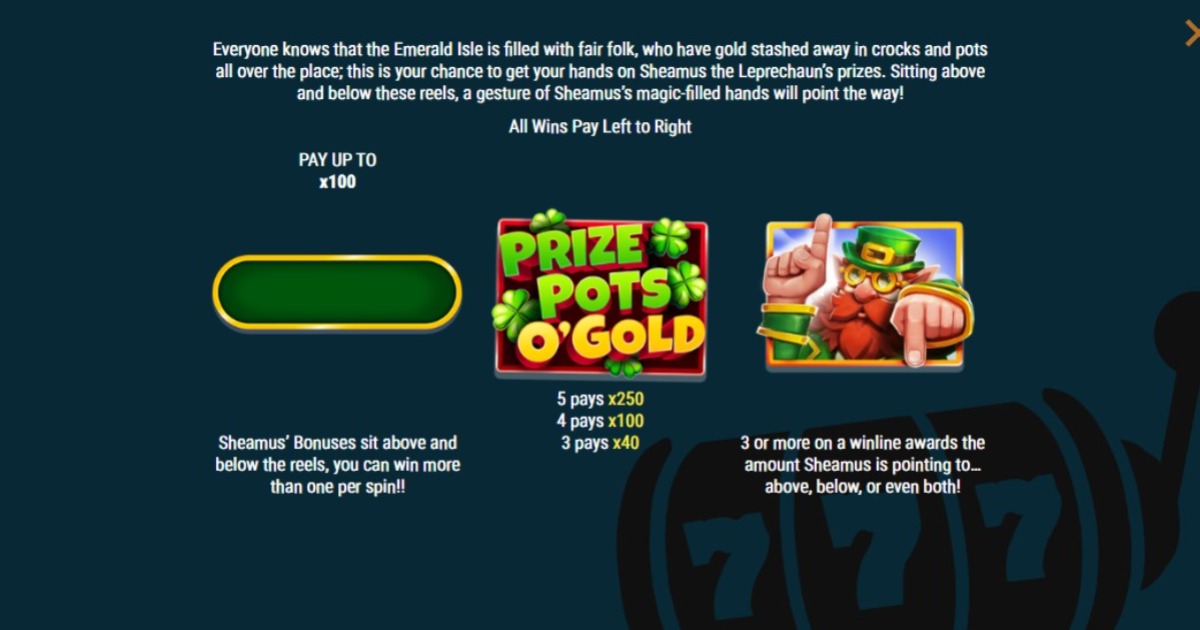 Prize Pots O'Gold slot (Slot Factory) features