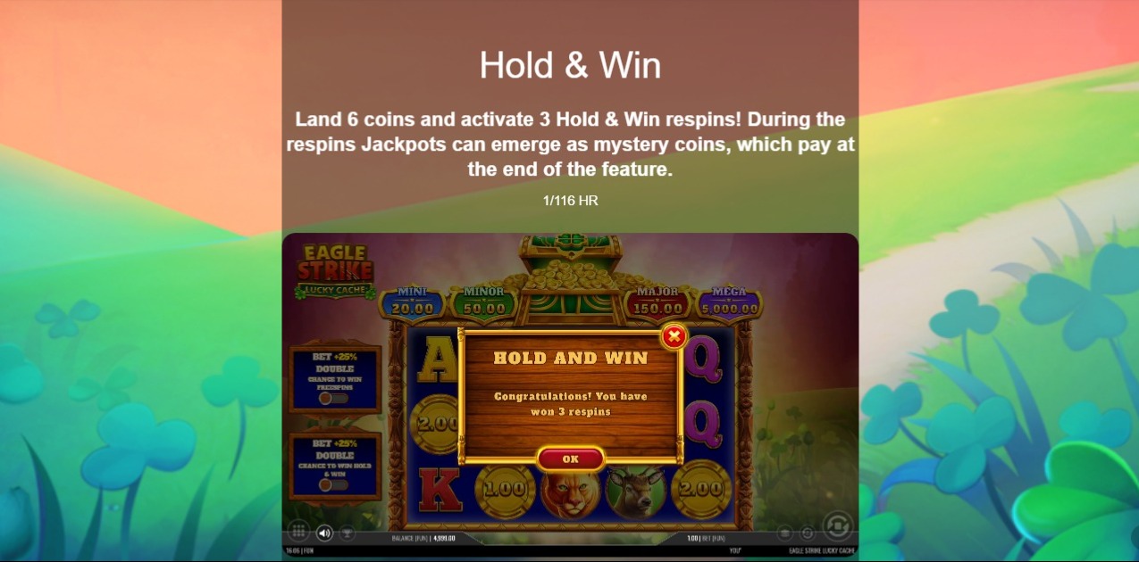 Eagle Strike Lucky Cache slot hold and win feature
