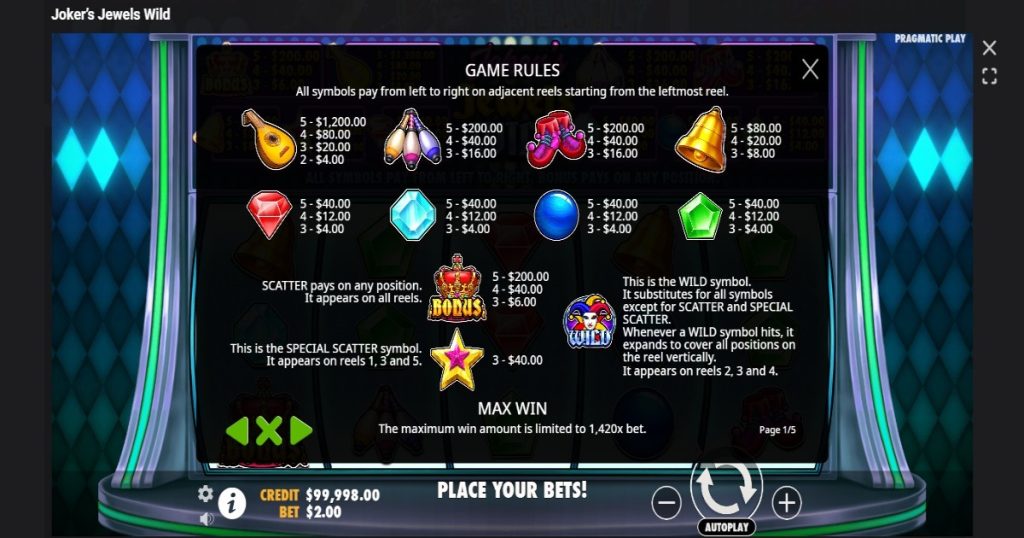 el joker jewels truco del payaso casino online