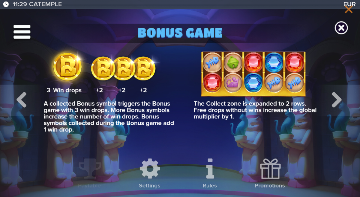 Catemple Slot bonus game feature