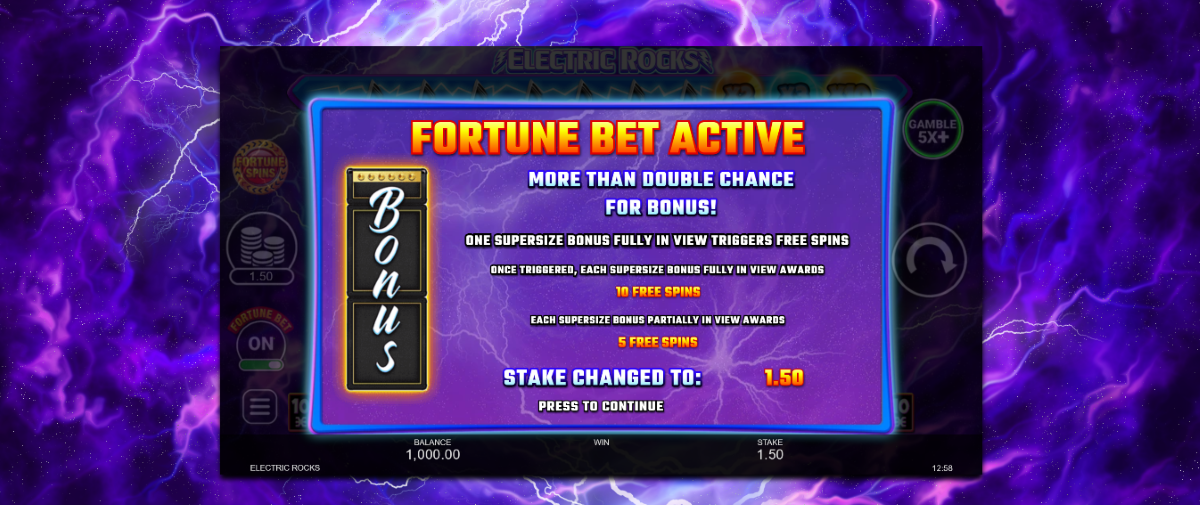 Electric Rocks Slot fortune bet feature