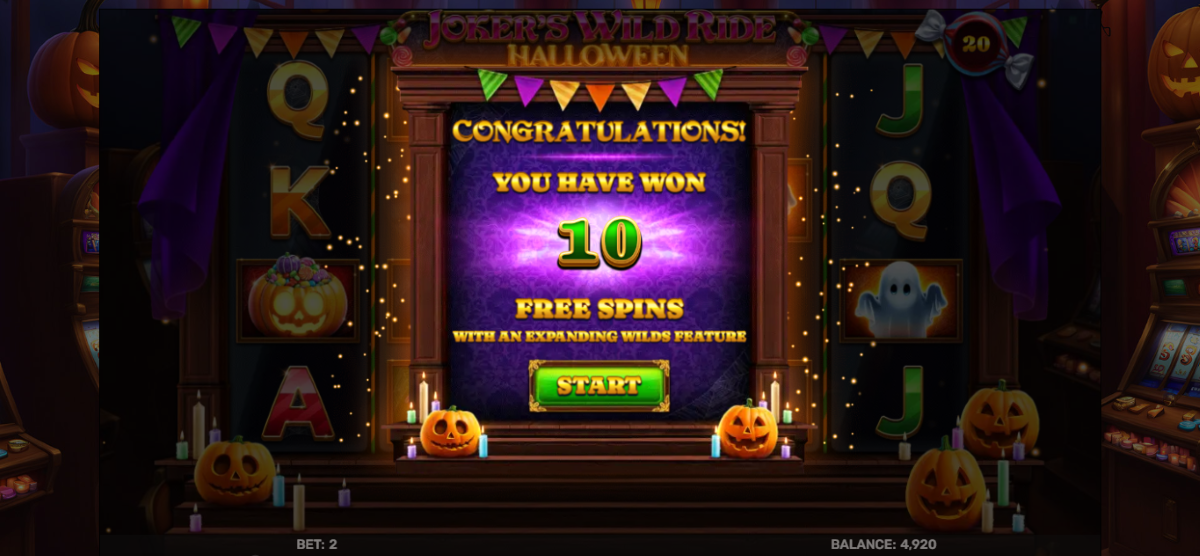 Joker's wild ride halloween slot free spins