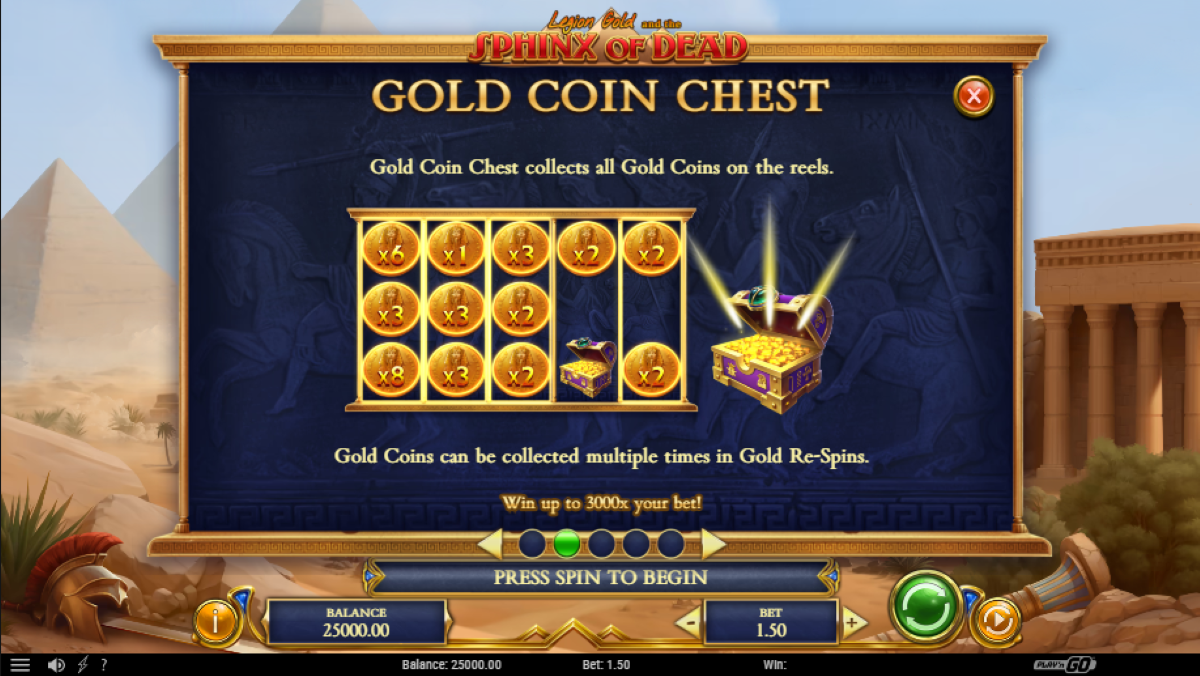 Legion Gold and the Sphinx of Dead Slot base game