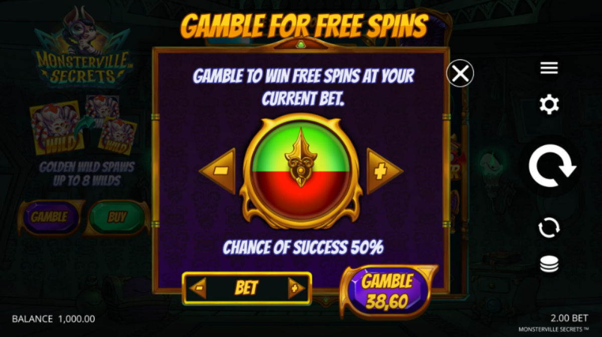 Monsterville secretes gamble feature