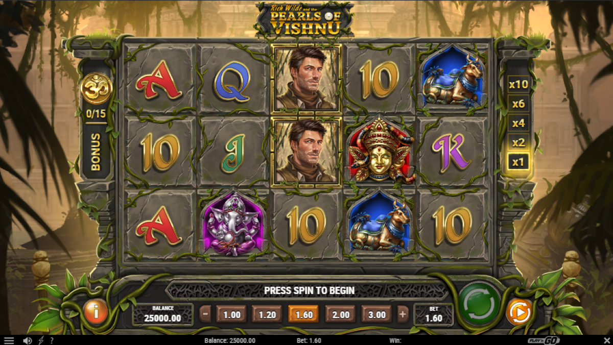 Rich wilde and the pearls of Vishnu slot base game