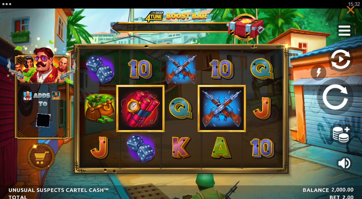 Unusual Suspects Cartel Cash slot game base game