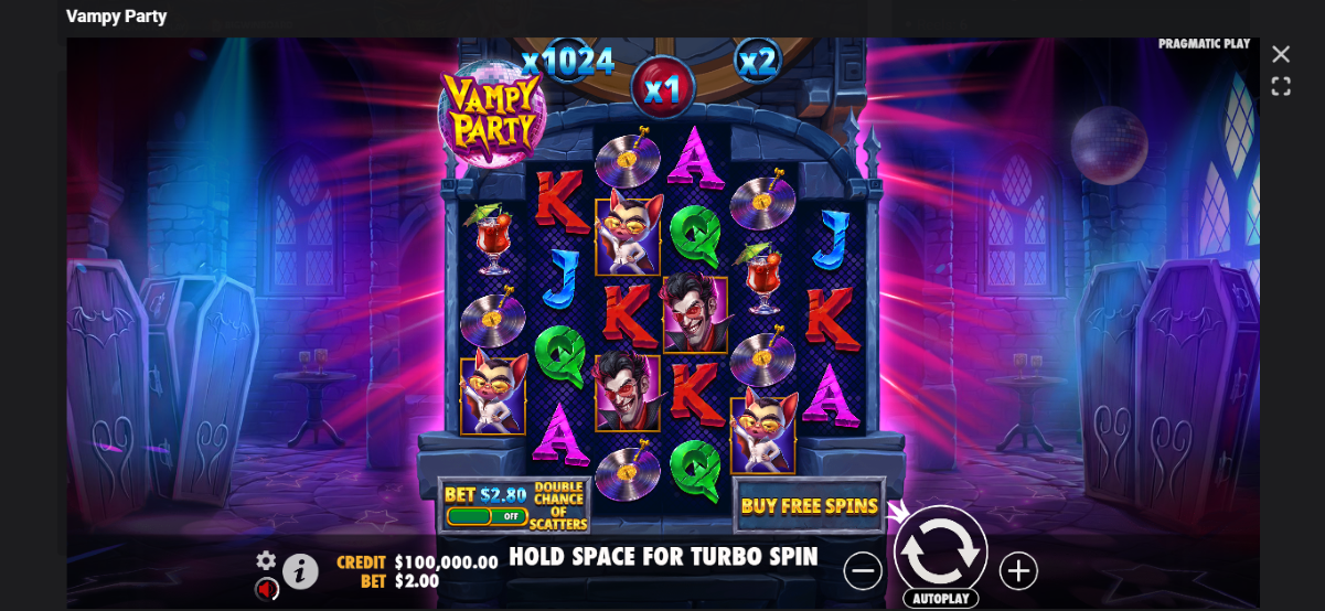 Vampy Party Slot base game