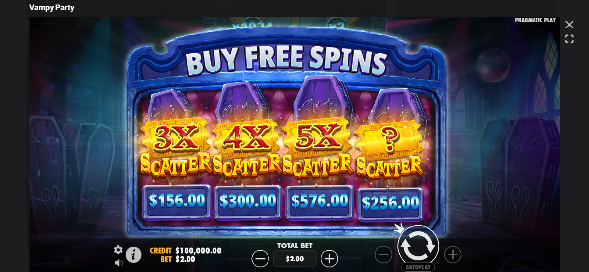 Vampy Party Slot buy feature