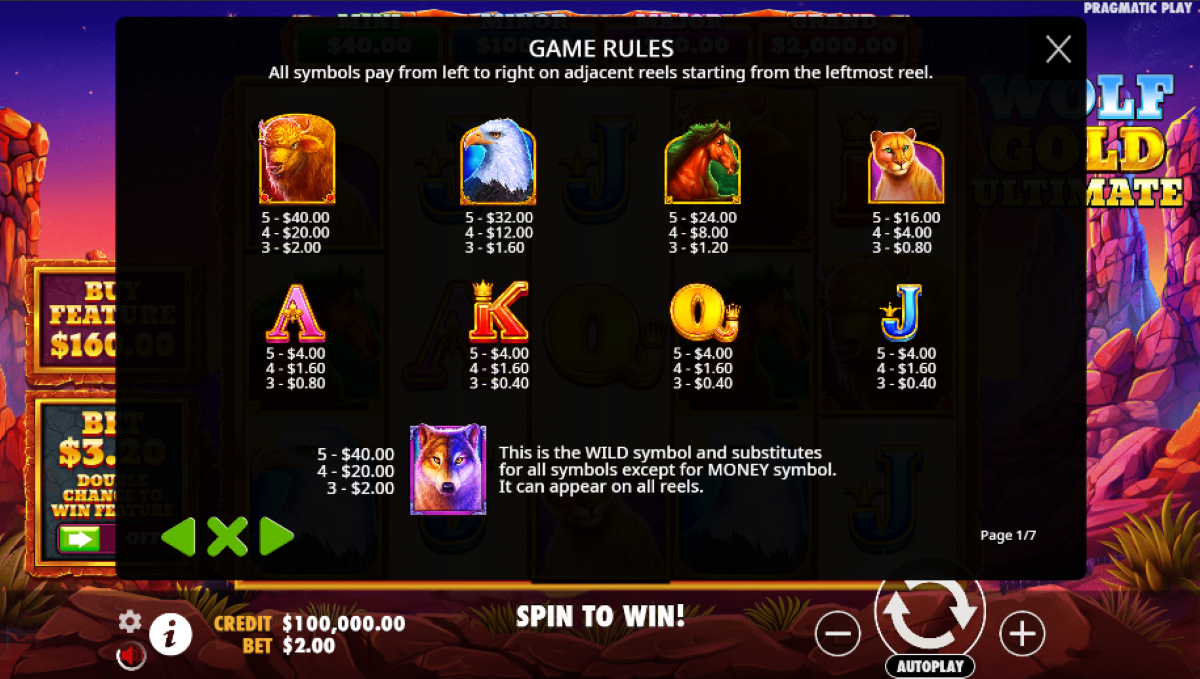 Wolf Gold Ultimate Slot symbols