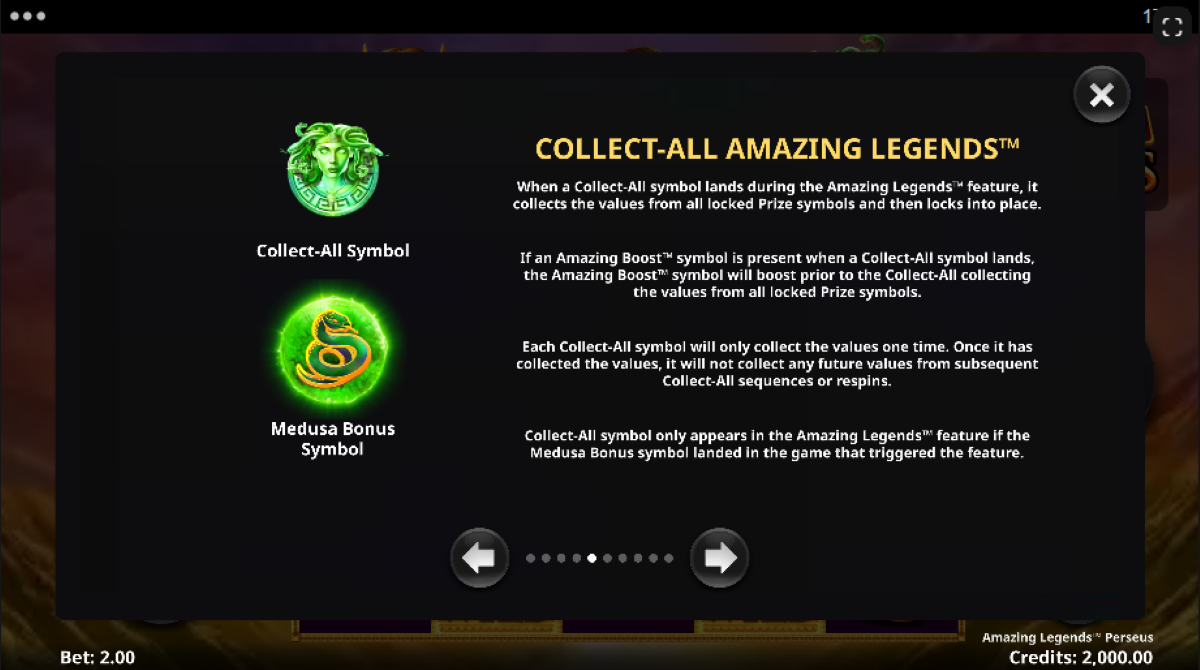 Amazing Legends Perseus slot Collect all amazing legends feature