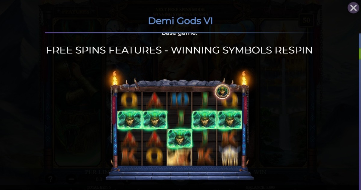 Demi Gods VI slot winning symbols respins