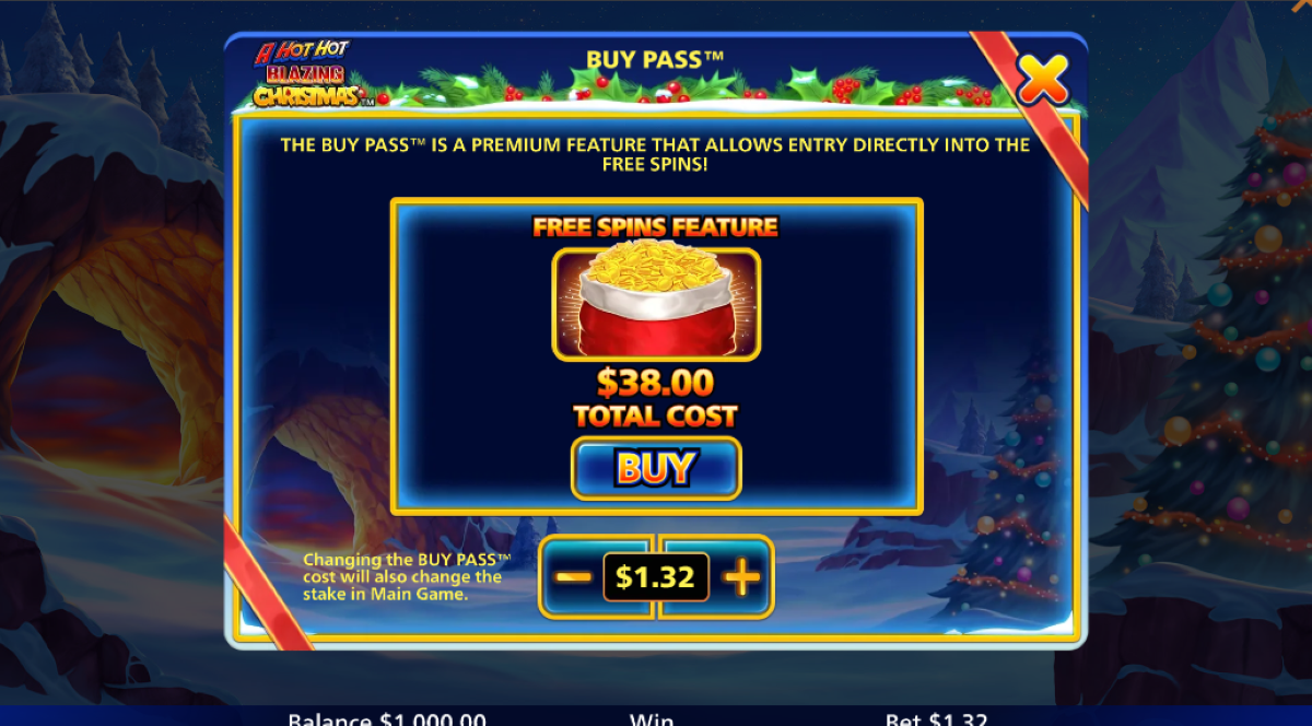 A Hot Hot Blazing Xmas slot buy pass feature
