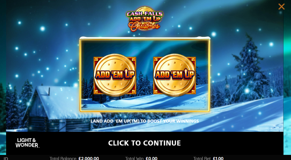 Cash Falls Add Em Up Christmas slot add em up feature