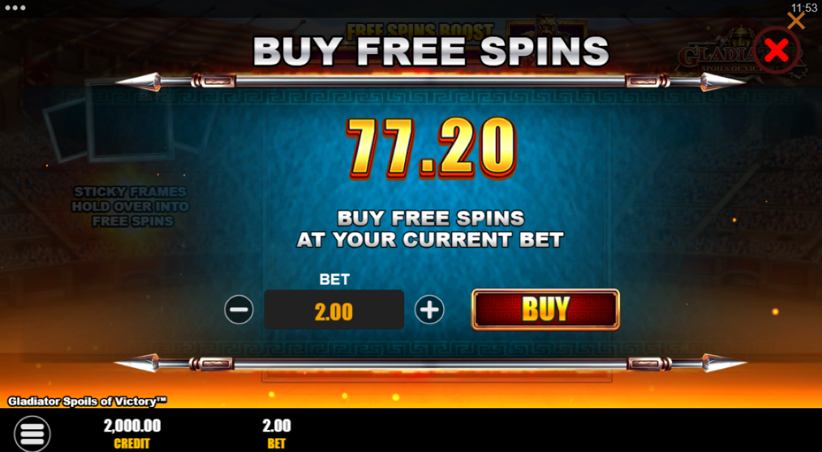 Gladiator Spoils of Victory slot buy free spins feature