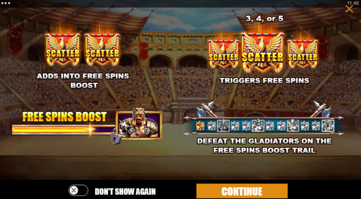 Gladiator Spoils of Victory slot features