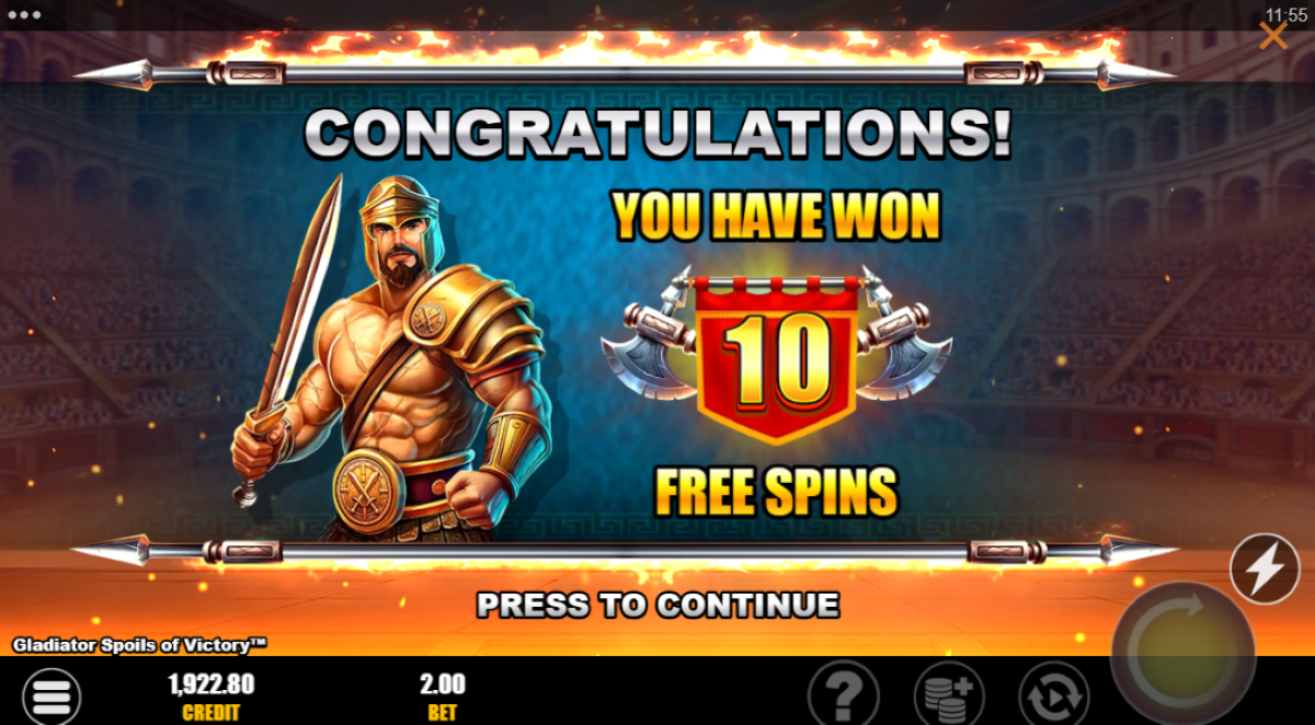 Gladiator Spoils of Victory slot free spins feature