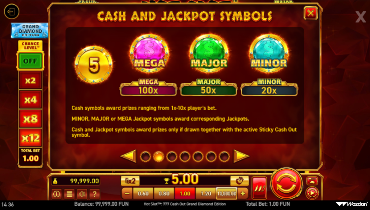 Hot Slot 777 Cash Out Grand Diamond Edition slot coin and jackpot feature