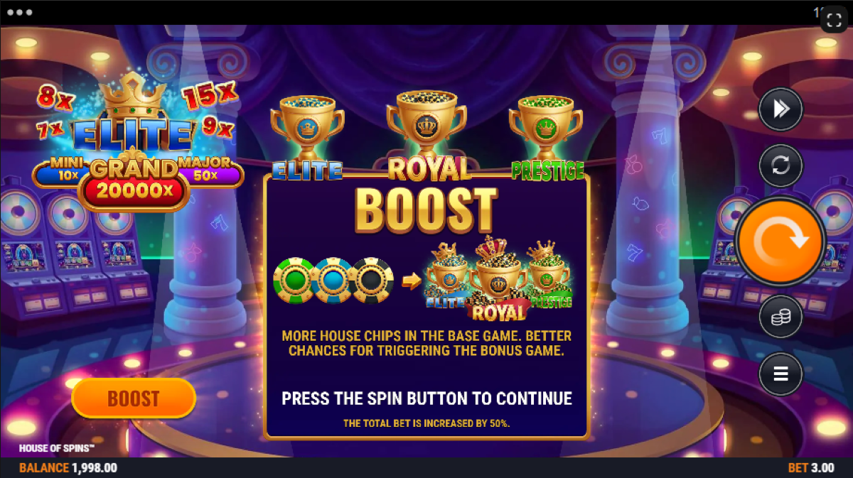 House of Spins boost feature