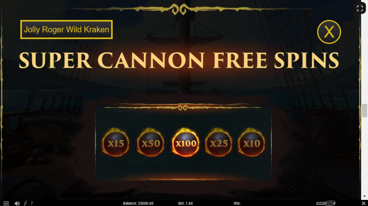 Jolly Roger Wild Kraken slot super cannon free spins feature