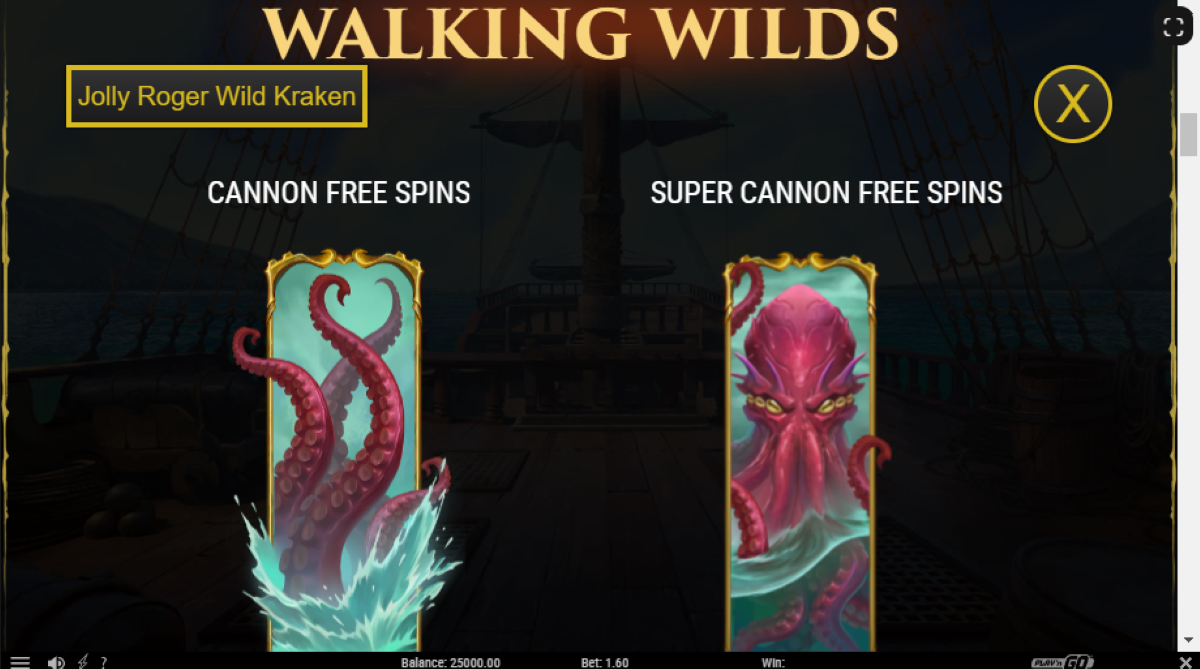 Jolly Roger Wild Kraken slot walking wilds feature