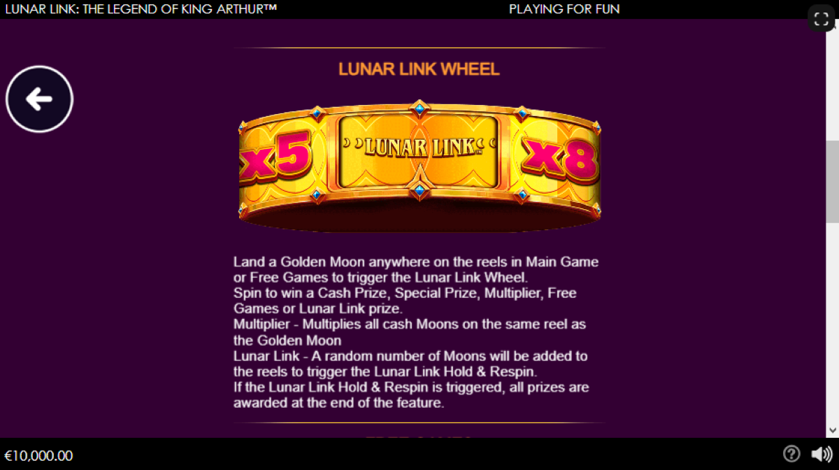 Lunar Link The Legend of King Arthur slot lunar link wheel feature