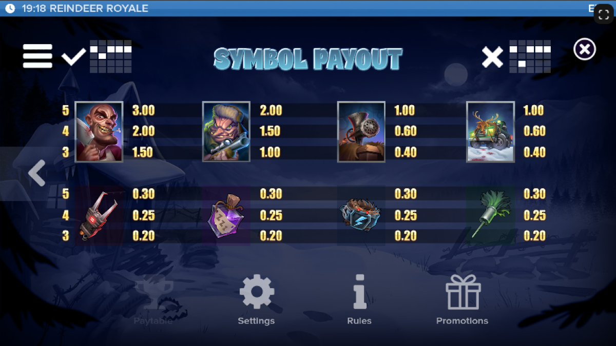 Reindeer Royale symbol and payout