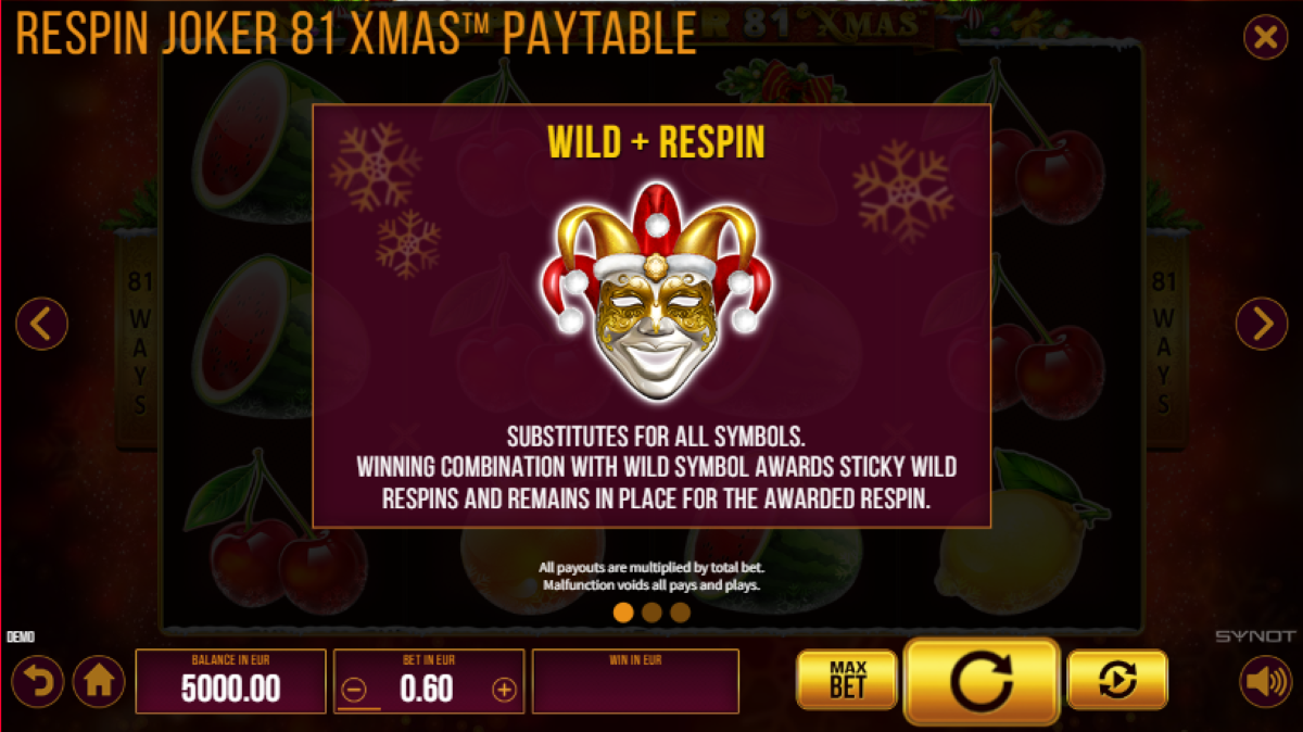 Respin Joker 81 Xmas slot wild + Respin feature