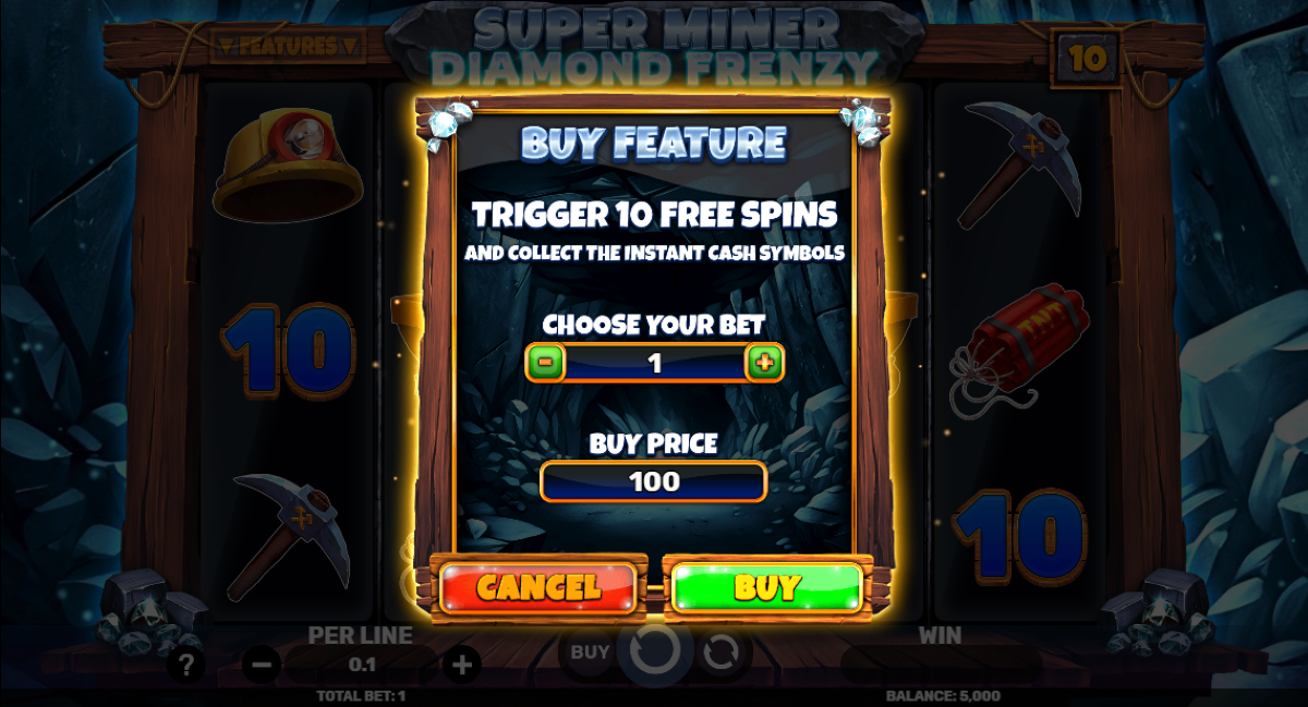 Super Miner - Diamond Frenzy slot buy feature