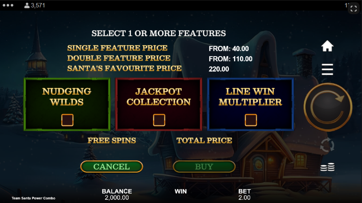 Team Santa Power Combo slot buy feature