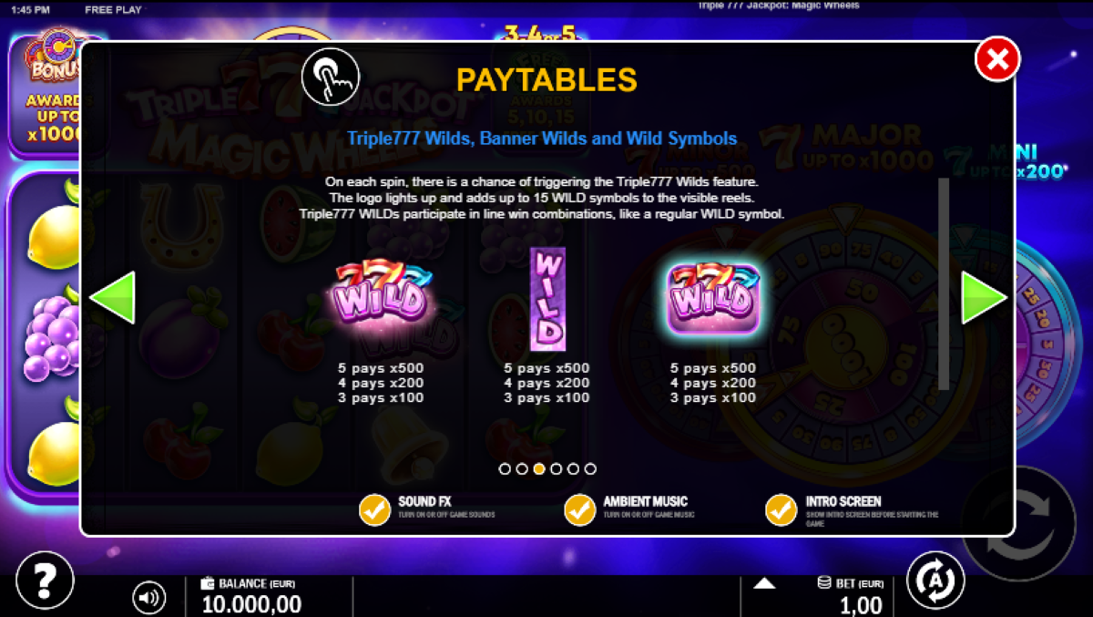 Tripple 777 Jackpot - Magic Wheels slot wilds