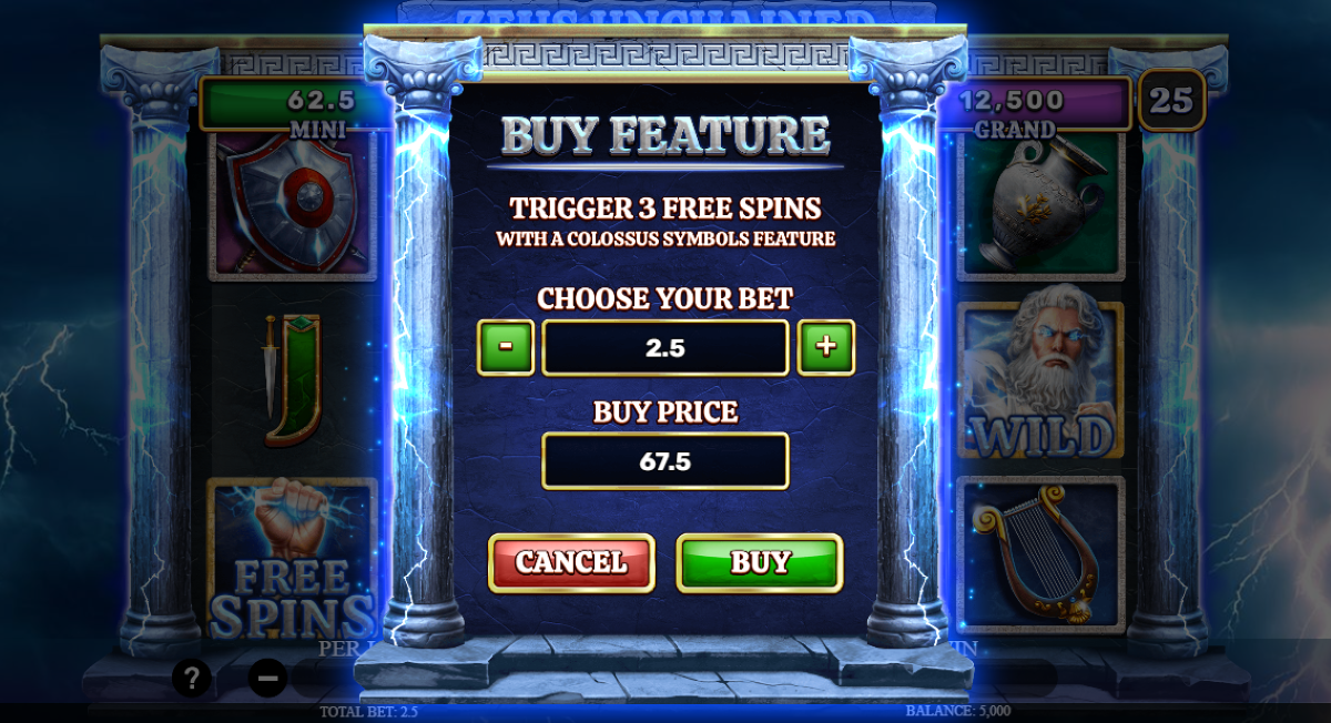 Zeus Unchained - Hold & Hit buy free spins feture