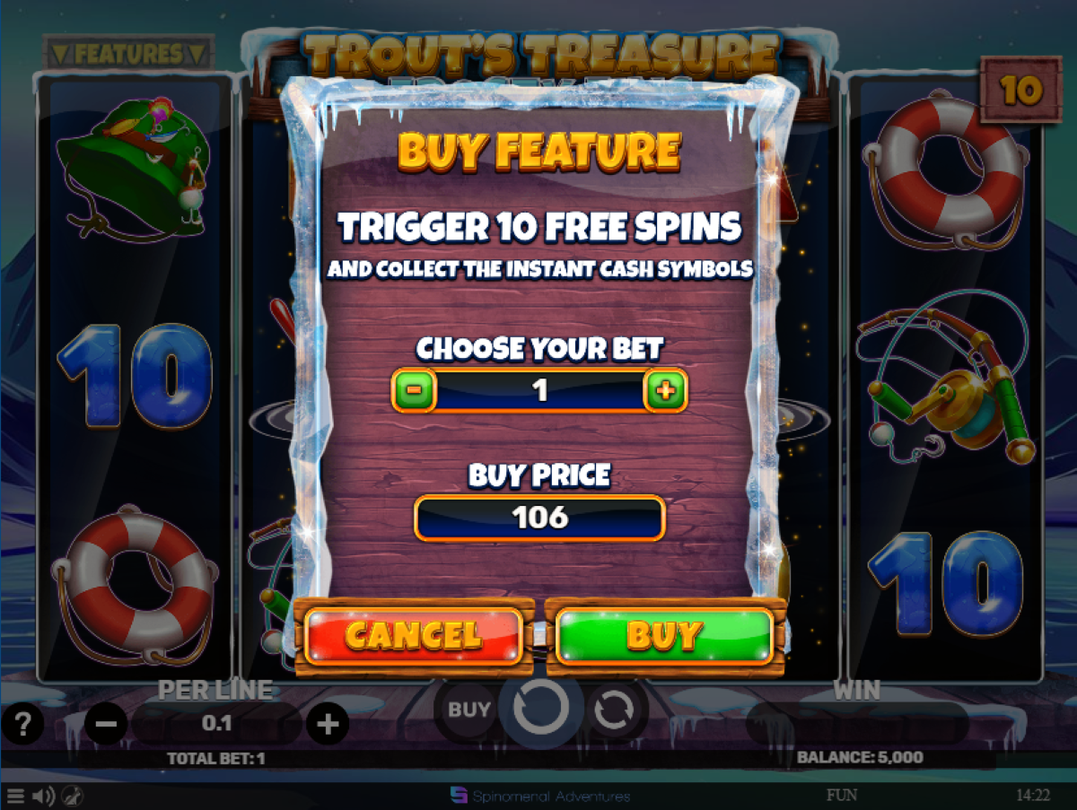 Trout's Treasure - Frosty Fins sloy buy free spins feature